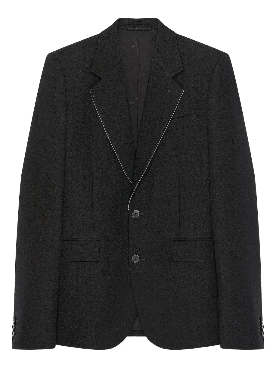 Men's Single-Breasted Fitted Jacket in Wool - Black Men's Single-Breasted Fitted Jacket in Wool - Black