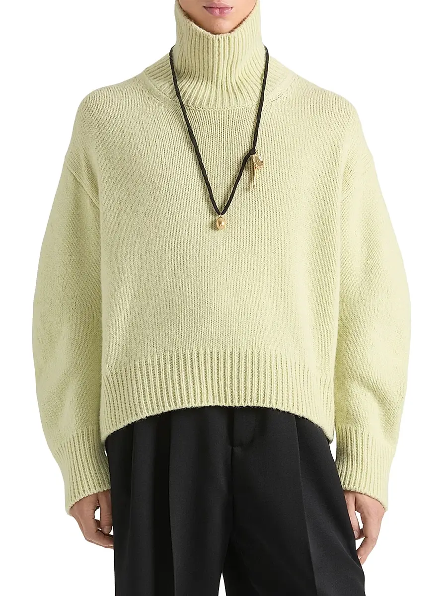 Givenchy Men's Couture Seam Turtleneck Sweater in Alpaca and Yak Wool - Pale Green | Thumbnail 2