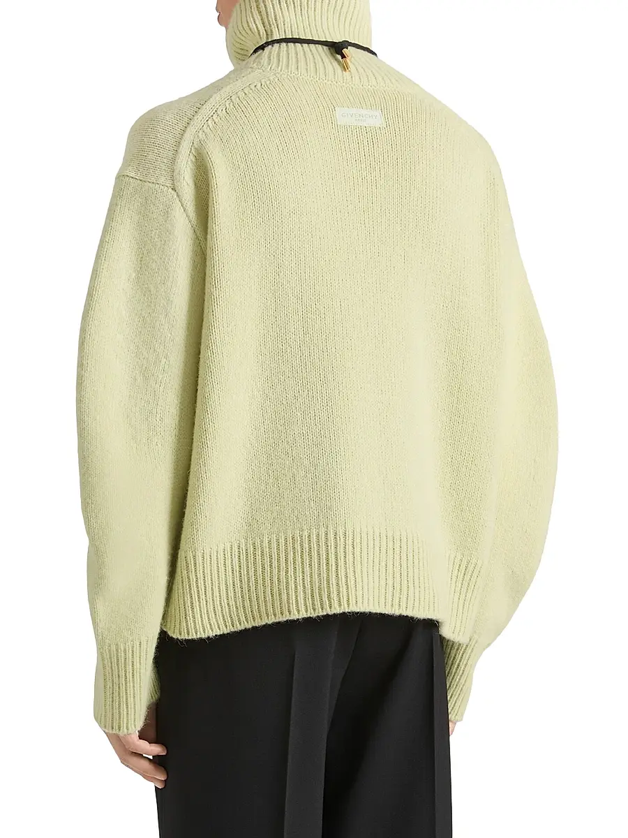 Givenchy Men's Couture Seam Turtleneck Sweater in Alpaca and Yak Wool - Pale Green | Thumbnail 3