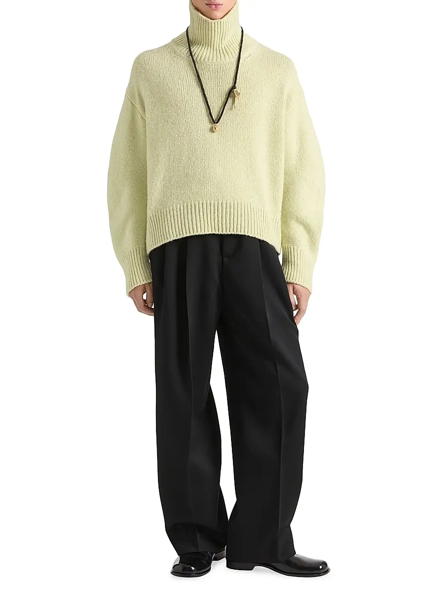 Givenchy Men's Couture Seam Turtleneck Sweater in Alpaca and Yak Wool - Pale Green | Thumbnail 4