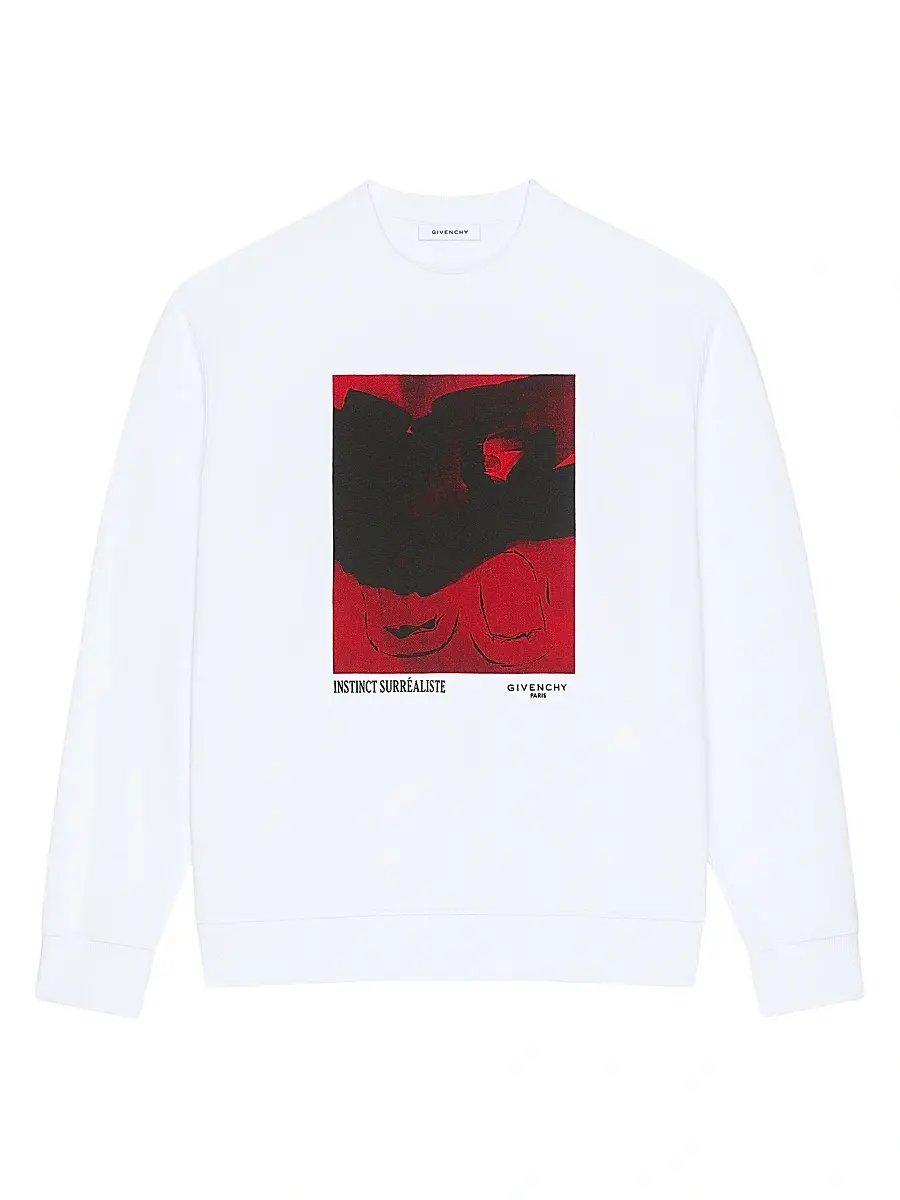 Givenchy Men's Sweatshirt in Fleece with Surrealism Print - White | Image 1 Givenchy Men's Sweatshirt in Fleece with Surrealism Print - White | Image 1