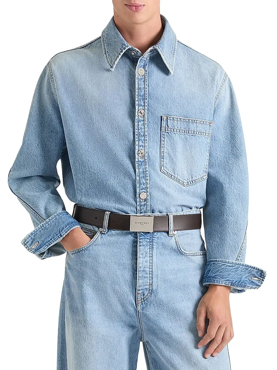 Givenchy Men's Couture Seam Shirt in Denim - Light Blue | Thumbnail 3