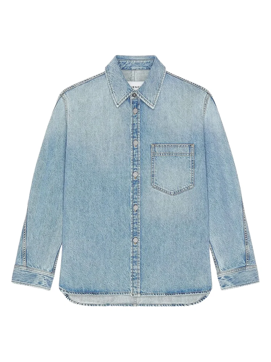 Givenchy Men's Couture Seam Shirt in Denim - Light Blue