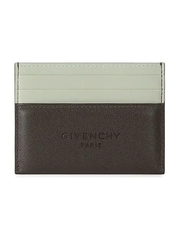 Men's Antigona Stamped Bicolored Card Holder in Leather - Green Brown Men's Antigona Stamped Bicolored Card Holder in Leather - Green Brown
