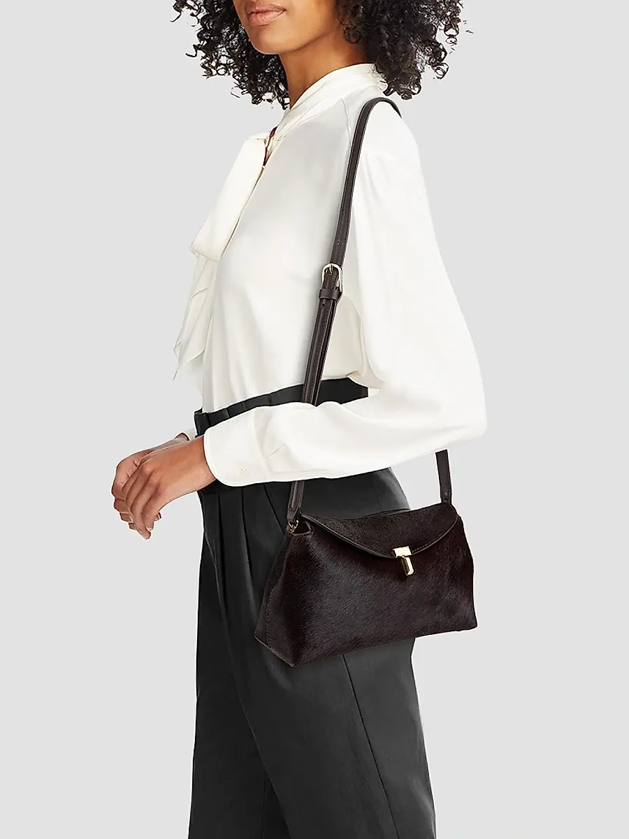 TOTEME Women's T-Lock Pony Hair Leather Clutch | Thumbnail 2 TOTEME Women's T-Lock Pony Hair Leather Clutch | Thumbnail 2