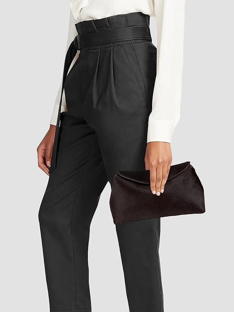 TOTEME Women's T-Lock Pony Hair Leather Clutch | Thumbnail 3 TOTEME Women's T-Lock Pony Hair Leather Clutch | Thumbnail 3