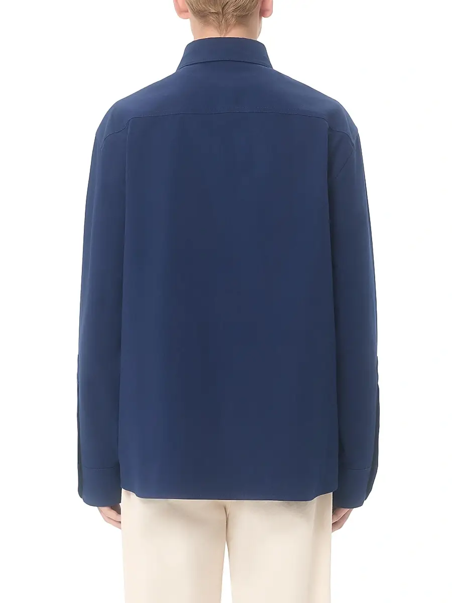 Valentino Men's Gabardine Shirt Jacket with VGold - Cobalt | Thumbnail 4 Valentino Men's Gabardine Shirt Jacket with VGold - Cobalt | Thumbnail 4