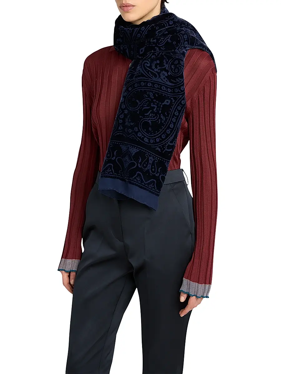 Etro Women's Aida Silk-Blend Paisley Shawl - Blue | Thumbnail 2 Etro Women's Aida Silk-Blend Paisley Shawl - Blue | Thumbnail 2