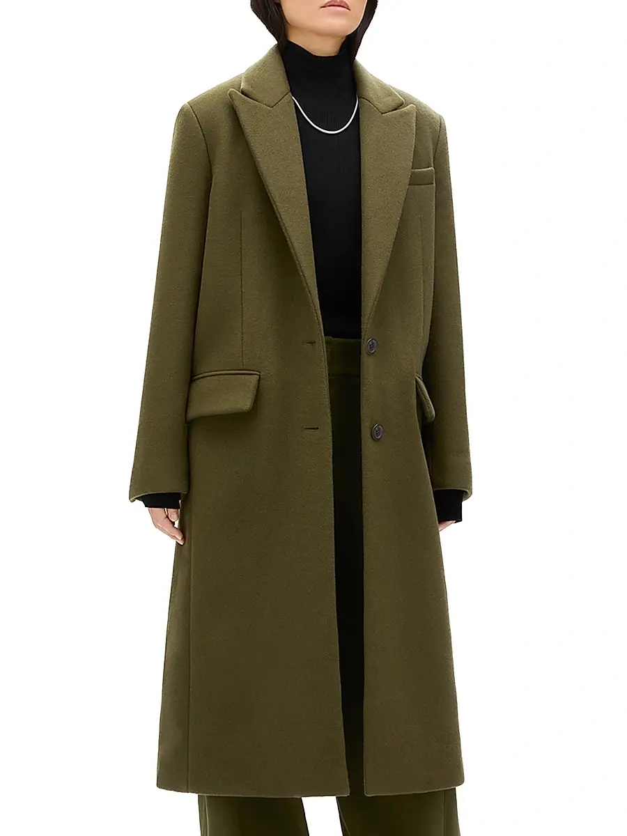 Another Tomorrow Women's Tailored Overcoat - Moss | Thumbnail 2