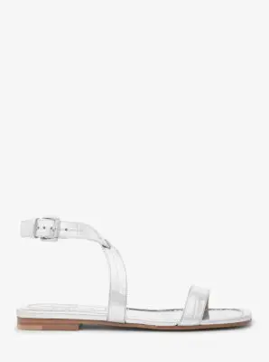 Michael Kors Collection Bridgette Metallic Crocodile Embossed Leather Sandal in Silver | Thumbnail 2 Michael Kors Collection Bridgette Metallic Crocodile Embossed Leather Sandal in Silver | Thumbnail 2