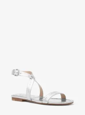Michael Kors Collection Bridgette Metallic Crocodile Embossed Leather Sandal in Silver | Thumbnail 3 Michael Kors Collection Bridgette Metallic Crocodile Embossed Leather Sandal in Silver | Thumbnail 3