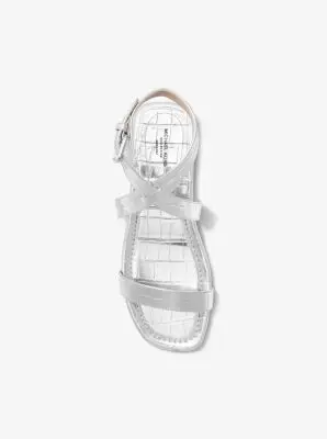 Michael Kors Collection Bridgette Metallic Crocodile Embossed Leather Sandal in Silver | Thumbnail 4 Michael Kors Collection Bridgette Metallic Crocodile Embossed Leather Sandal in Silver | Thumbnail 4