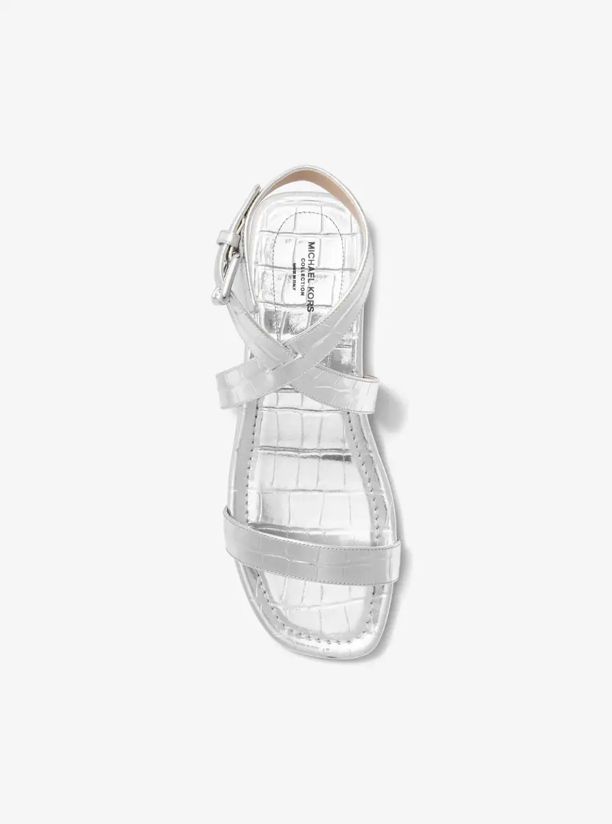 Michael Kors Collection Bridgette Metallic Crocodile Embossed Leather Sandal in Silver | Thumbnail 8 Michael Kors Collection Bridgette Metallic Crocodile Embossed Leather Sandal in Silver | Thumbnail 8