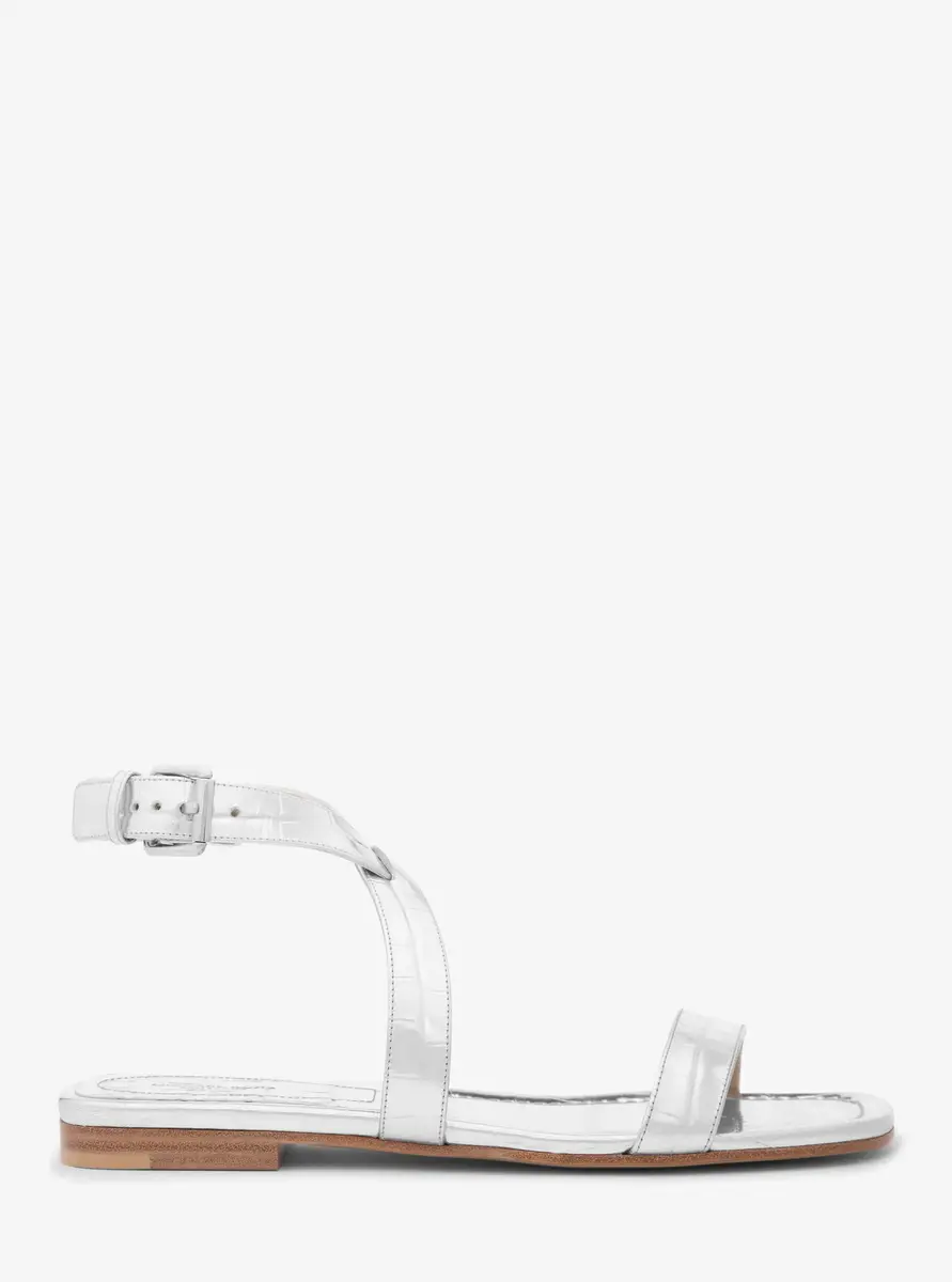 Michael Kors Collection Bridgette Metallic Crocodile Embossed Leather Sandal in Silver | Thumbnail 9 Michael Kors Collection Bridgette Metallic Crocodile Embossed Leather Sandal in Silver | Thumbnail 9