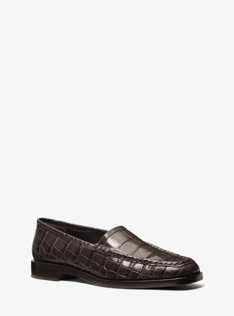 Michael Kors Collection Carolyn Crocodile Embossed Leather Loafer in Black | Thumbnail 11 Michael Kors Collection Carolyn Crocodile Embossed Leather Loafer in Black | Thumbnail 11