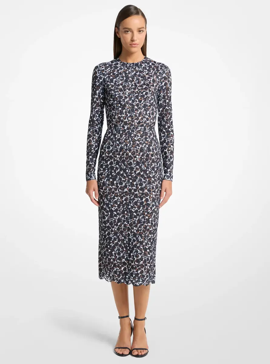 Michael Kors Collection Shadow Floral Lace Sheath Dress in Blue | Thumbnail 4 Michael Kors Collection Shadow Floral Lace Sheath Dress in Blue | Thumbnail 4