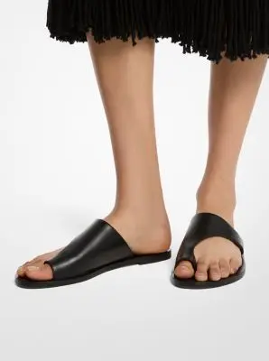 Michael Kors Collection Nettuno Leather Thong Sandal in Black | Thumbnail 5 Michael Kors Collection Nettuno Leather Thong Sandal in Black | Thumbnail 5