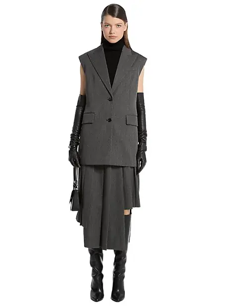 Michael Kors Collection Covert Twill Wool Sleeveless Blazer | Image 1 Michael Kors Collection Covert Twill Wool Sleeveless Blazer | Image 1