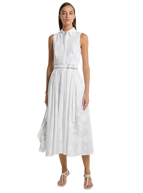 Michael Kors Collection Floral Fil Coupé Cotton Sleeveless Shirtdress | Image 1 Michael Kors Collection Floral Fil Coupé Cotton Sleeveless Shirtdress | Image 1