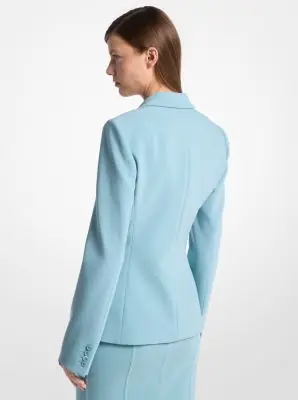 Michael Kors Collection Stretch Pebble Crepe Blazer in Blue | Thumbnail 2 Michael Kors Collection Stretch Pebble Crepe Blazer in Blue | Thumbnail 2