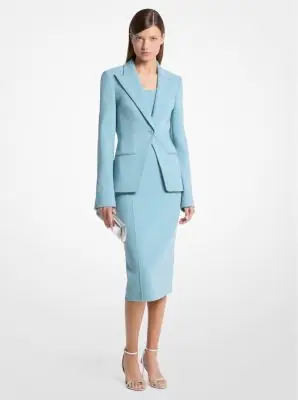 Michael Kors Collection Stretch Pebble Crepe Blazer in Blue | Thumbnail 3 Michael Kors Collection Stretch Pebble Crepe Blazer in Blue | Thumbnail 3
