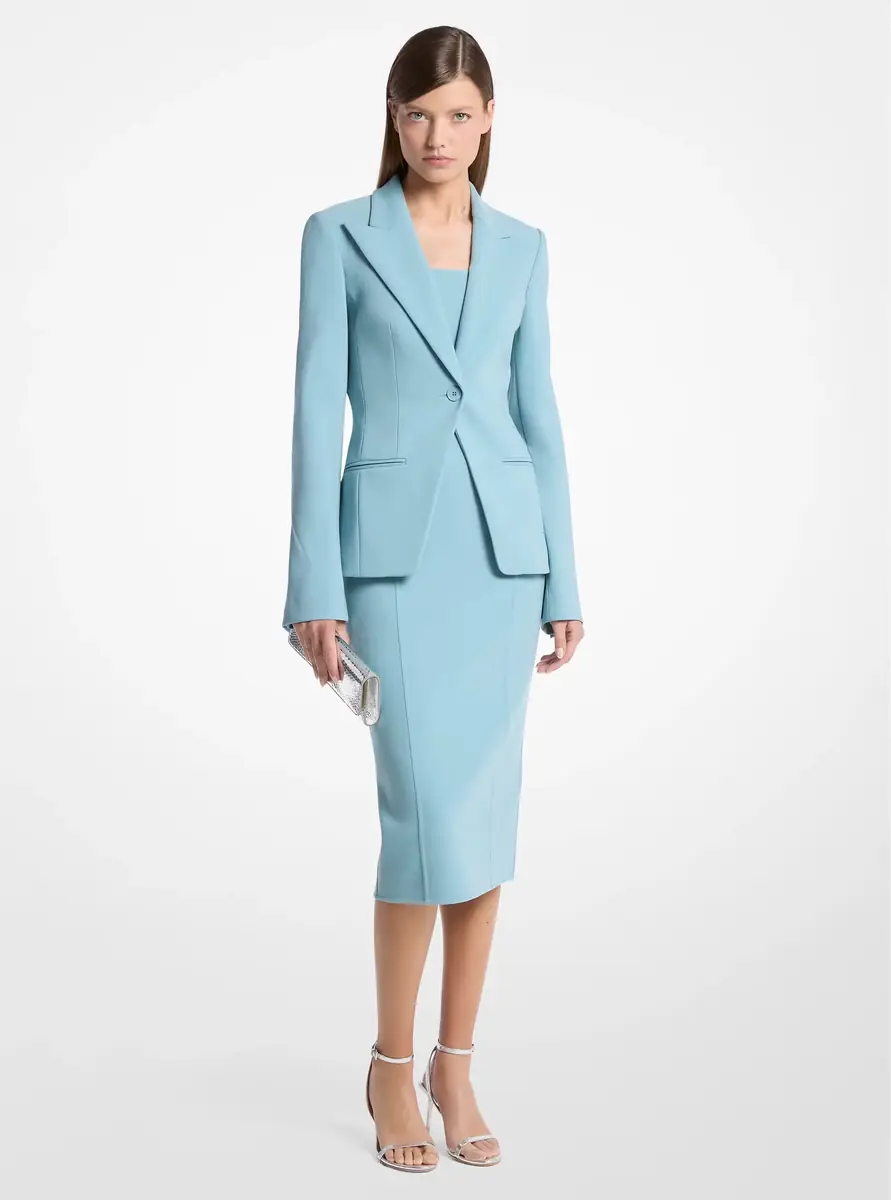 Michael Kors Collection Stretch Pebble Crepe Blazer in Blue | Thumbnail 4 Michael Kors Collection Stretch Pebble Crepe Blazer in Blue | Thumbnail 4