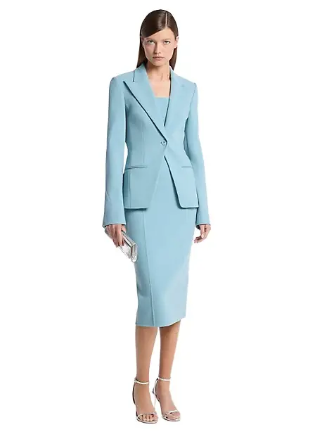 Michael Kors Collection Stretch Pebble Crepe Blazer in Blue