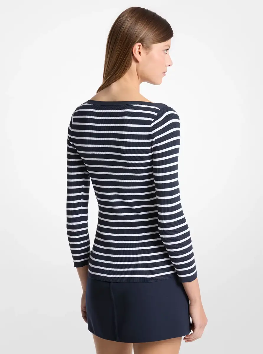 Michael Kors Collection Striped Boatneck Top in Blue | Thumbnail 5 Michael Kors Collection Striped Boatneck Top in Blue | Thumbnail 5