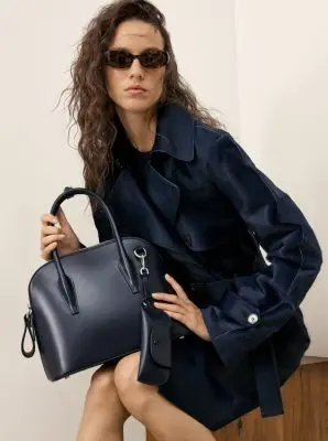 Michael Kors Collection Kaitlin Medium Leather Dome Satchel | Thumbnail 2 Michael Kors Collection Kaitlin Medium Leather Dome Satchel | Thumbnail 2