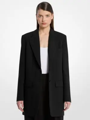 Michael Kors Collection Wool Serge Boyfriend Blazer in Black | Thumbnail 2 Michael Kors Collection Wool Serge Boyfriend Blazer in Black | Thumbnail 2