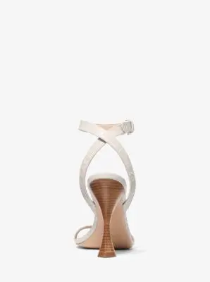 Michael Kors Collection Bianca Crocodile Embossed Leather Sandal in Natural | Thumbnail 4