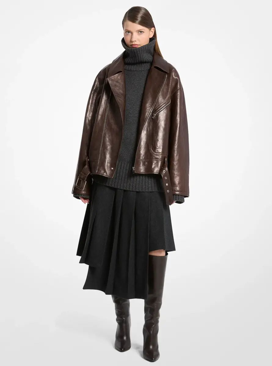 Michael Kors Collection Jodi Leather Tall Boot in Black | Thumbnail 10