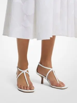 Michael Kors Collection Anna Leather Sandal in White | Thumbnail 4