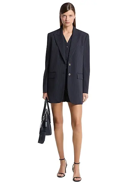 Michael Kors Collection Pinstripe Wool Blend Boyfriend Blazer | Image 1 Michael Kors Collection Pinstripe Wool Blend Boyfriend Blazer | Image 1