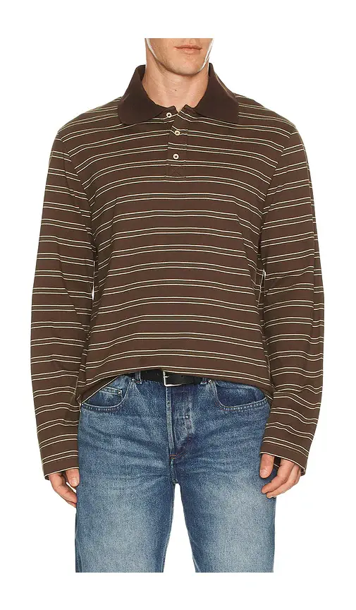 A.P.C. Long Sleeve Stripe Polo | Image 1 A.P.C. Long Sleeve Stripe Polo | Image 1