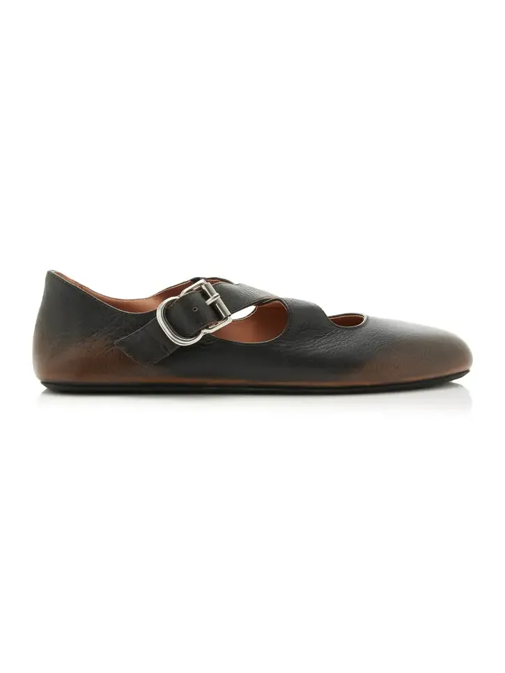 Criss Cross Leather Ballet Flats