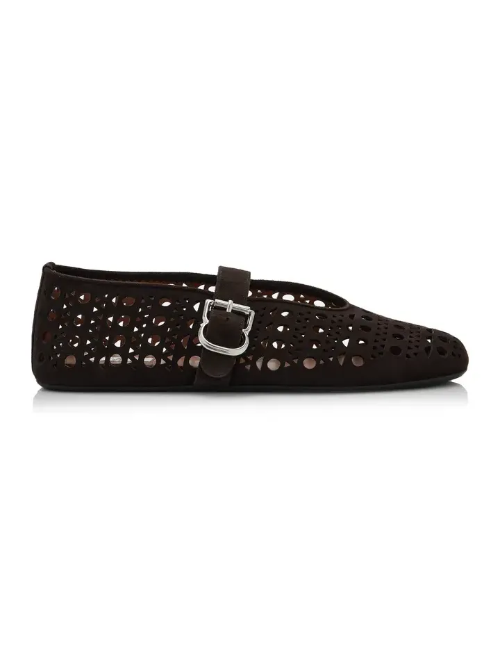 Perforated Suede Mary Jane Flats Perforated Suede Mary Jane Flats