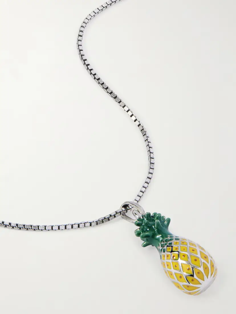 Saint Laurent Pineapple Silver-tone And Enamel Necklace | Thumbnail 4 Saint Laurent Pineapple Silver-tone And Enamel Necklace | Thumbnail 4