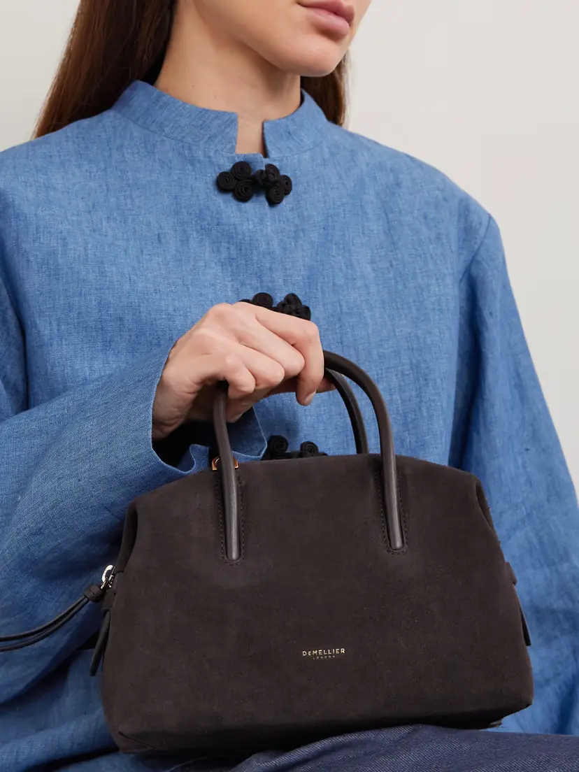 DeMellier The Stockholm Small Leather-trimmed Suede Tote | Thumbnail 2 DeMellier The Stockholm Small Leather-trimmed Suede Tote | Thumbnail 2