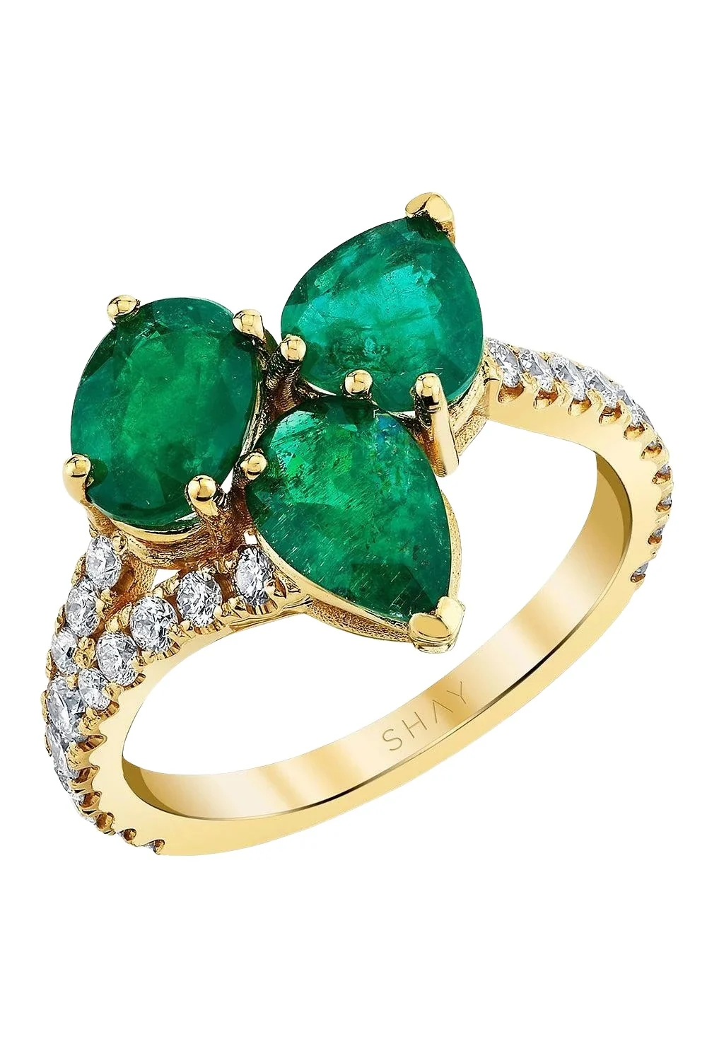 Diamond Emerald Cluster Band Ring Diamond Emerald Cluster Band Ring