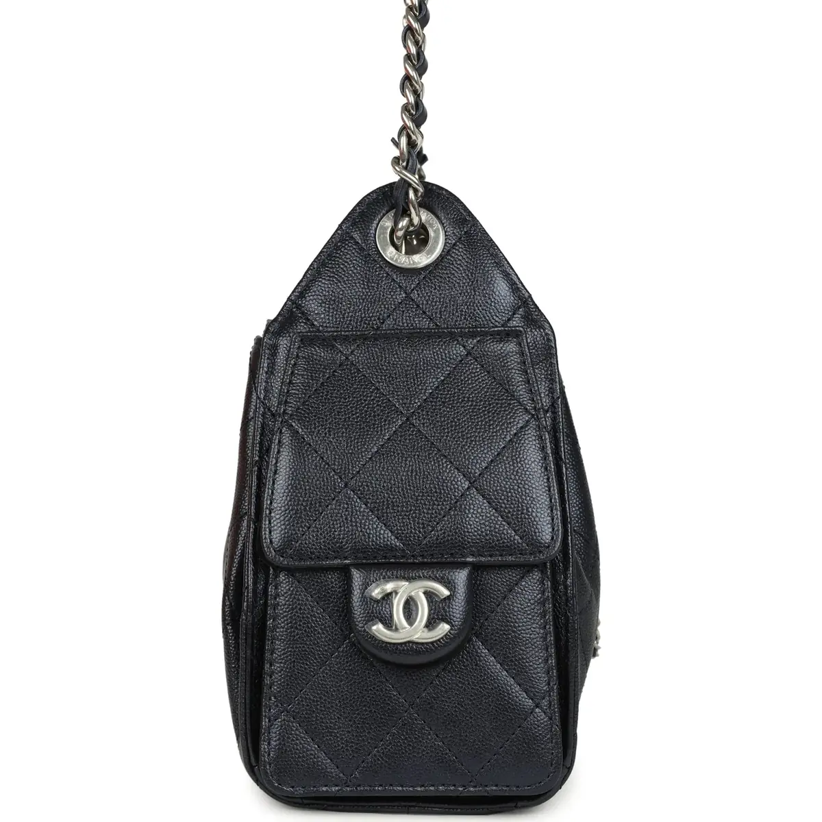 Chanel Chanel Mini 25 Hobo Bag Dark Blue Metallic Caviar Silver Hardware | Thumbnail 4