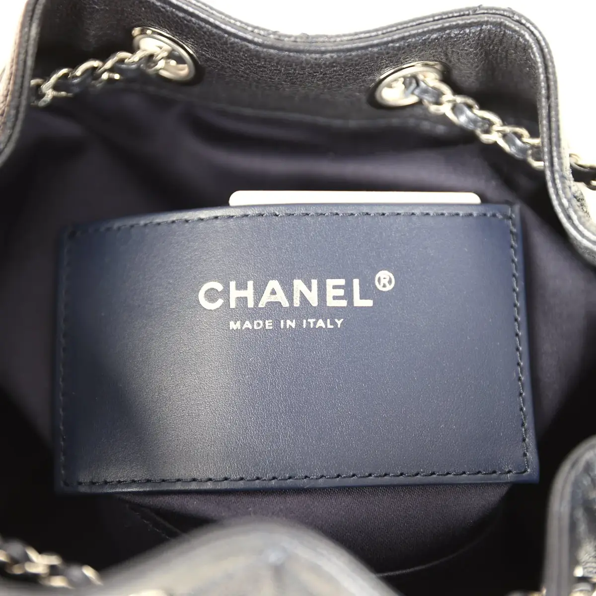 Chanel Chanel Mini 25 Hobo Bag Dark Blue Metallic Caviar Silver Hardware | Thumbnail 9