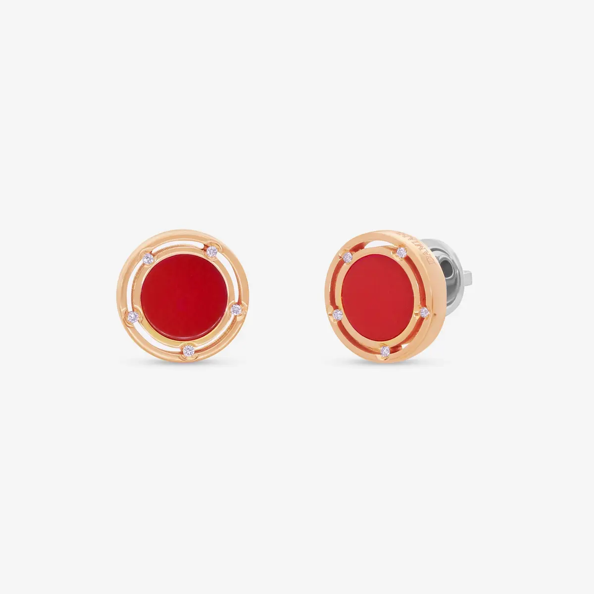 Damiani Damiani D. Side 18K Rose & White Gold Diamond & Carnelian Stud Earrings by The Solist | Thumbnail 2 Damiani Damiani D. Side 18K Rose & White Gold Diamond & Carnelian Stud Earrings by The Solist | Thumbnail 2