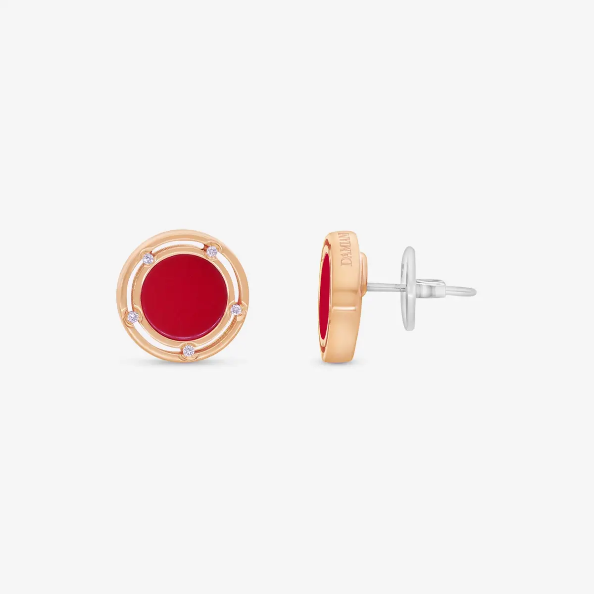 Damiani Damiani D. Side 18K Rose & White Gold Diamond & Carnelian Stud Earrings by The Solist | Thumbnail 3 Damiani Damiani D. Side 18K Rose & White Gold Diamond & Carnelian Stud Earrings by The Solist | Thumbnail 3