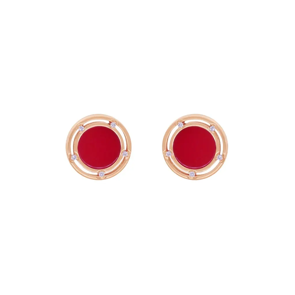 Damiani Damiani D. Side 18K Rose & White Gold Diamond & Carnelian Stud Earrings by The Solist