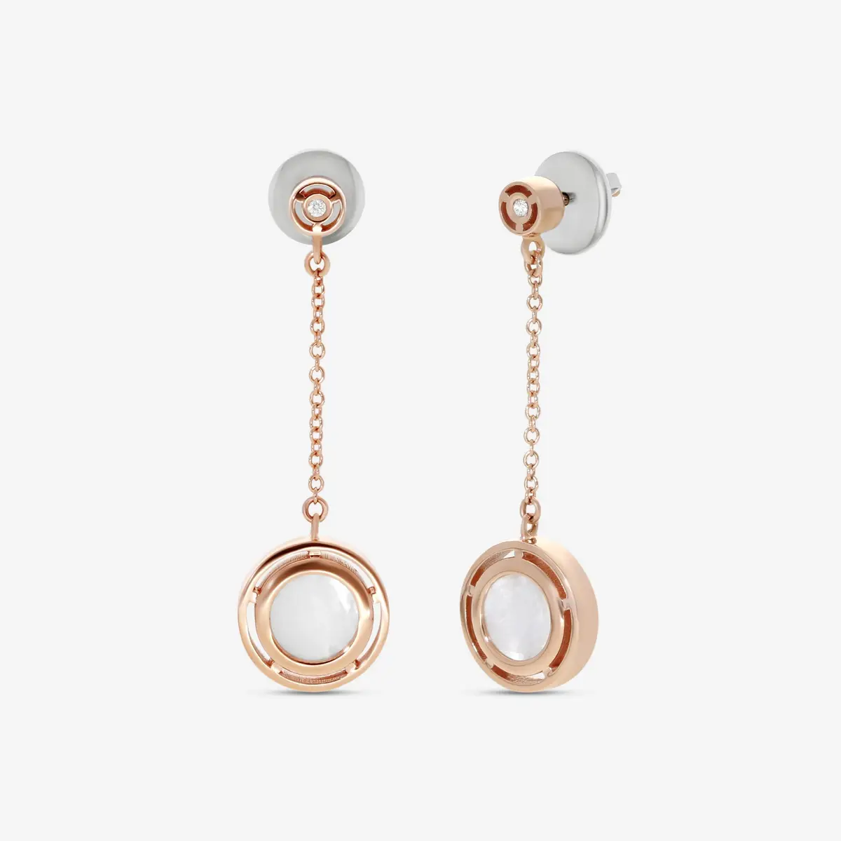 Damiani Damiani D. Side 18K Rose Gold Mother Of Pearl Diamond Drop Earrings by The Solist | Thumbnail 2 Damiani Damiani D. Side 18K Rose Gold Mother Of Pearl Diamond Drop Earrings by The Solist | Thumbnail 2