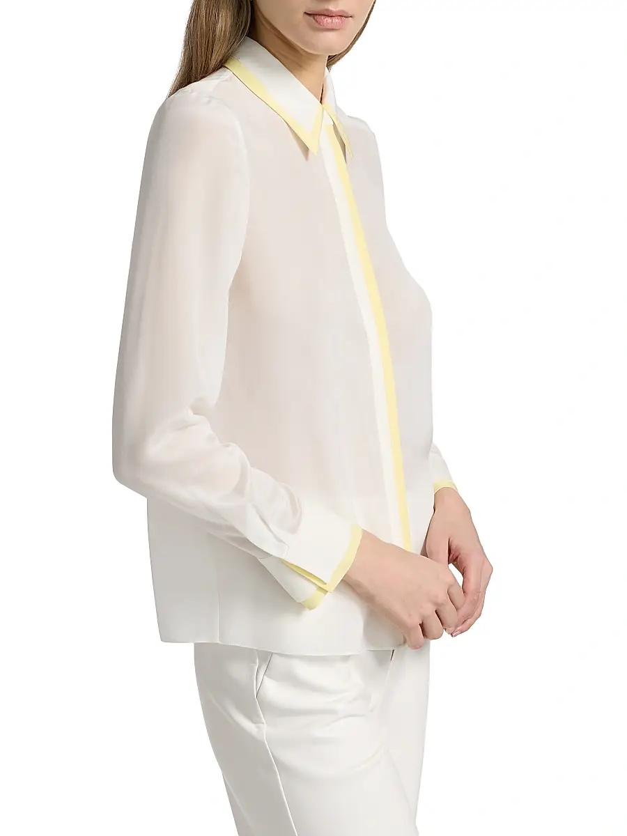 Alice + Olivia Women's Willa Contrast-Trim Silk Shirt | Thumbnail 4 Alice + Olivia Women's Willa Contrast-Trim Silk Shirt | Thumbnail 4