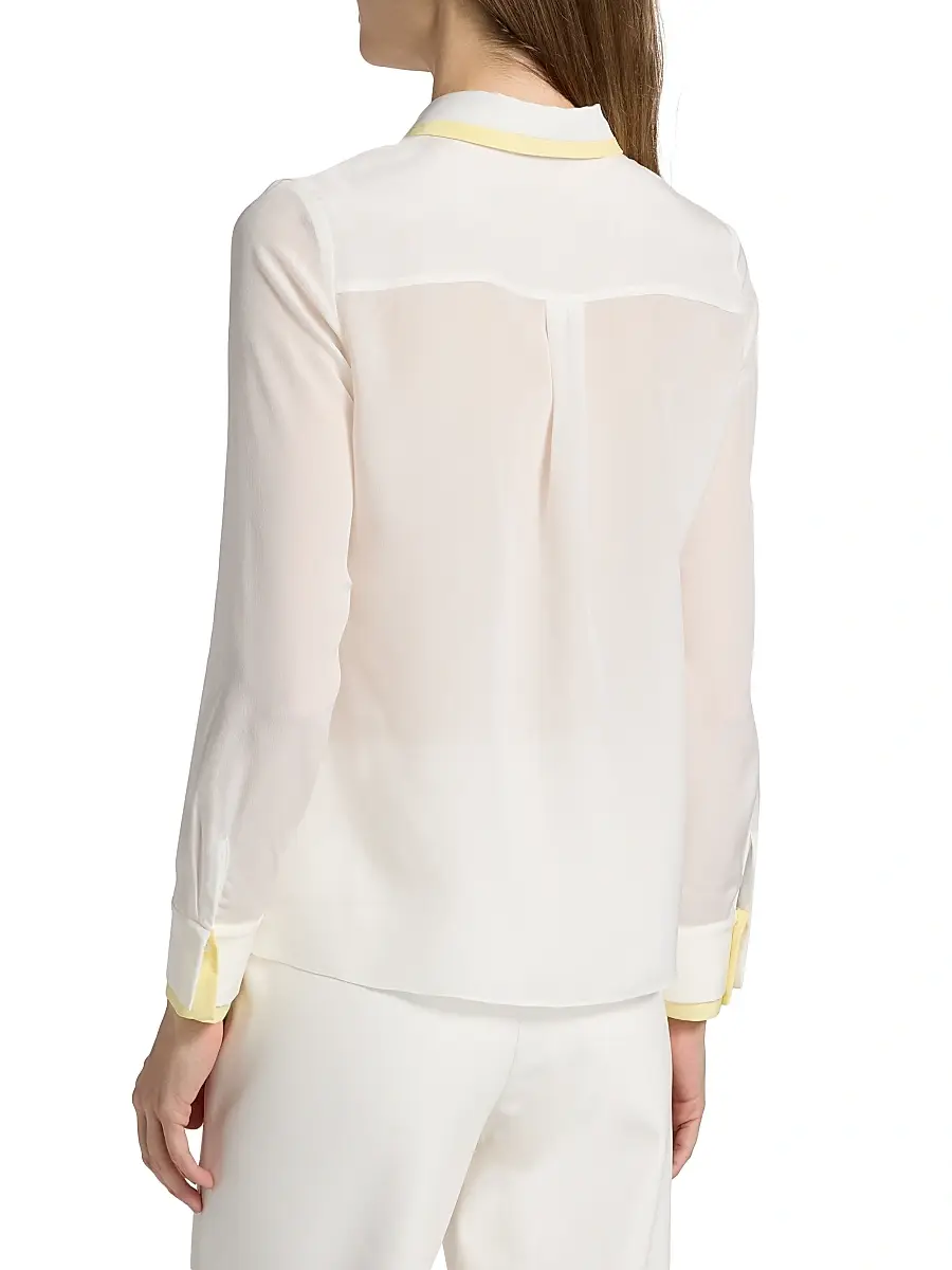 Alice + Olivia Women's Willa Contrast-Trim Silk Shirt | Thumbnail 5 Alice + Olivia Women's Willa Contrast-Trim Silk Shirt | Thumbnail 5