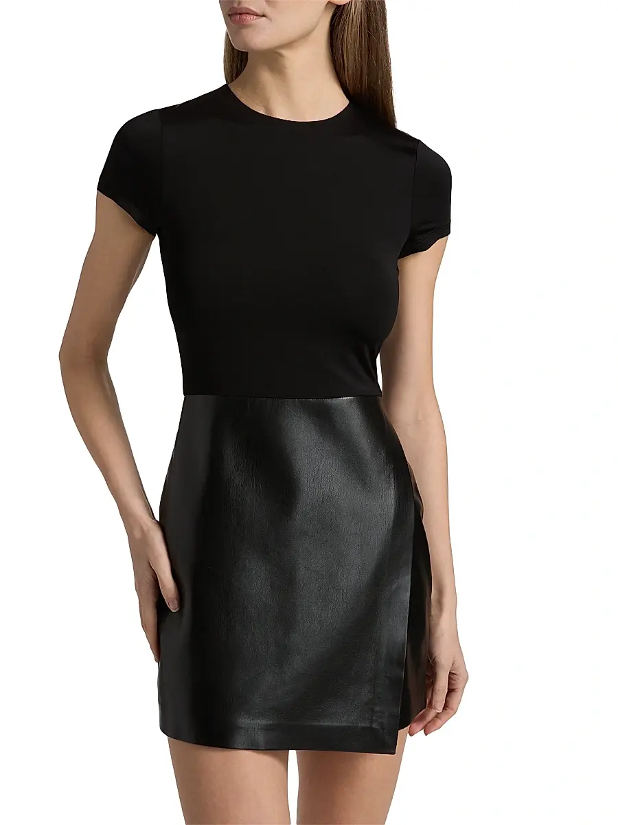 Alice + Olivia Women's Sabine Mixed-Media Short-Sleeve Minidress | Thumbnail 3 Alice + Olivia Women's Sabine Mixed-Media Short-Sleeve Minidress | Thumbnail 3