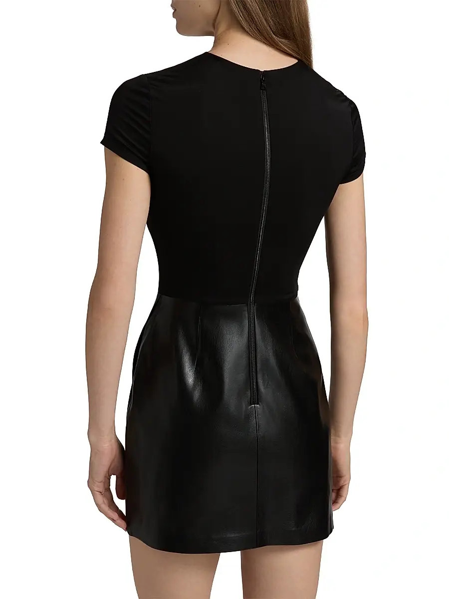 Alice + Olivia Women's Sabine Mixed-Media Short-Sleeve Minidress | Thumbnail 5 Alice + Olivia Women's Sabine Mixed-Media Short-Sleeve Minidress | Thumbnail 5